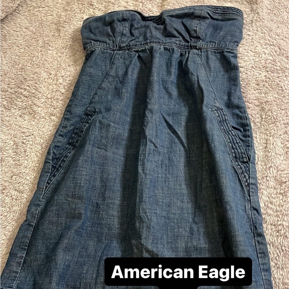 Y2K American Eagle Strapless Denim Dress